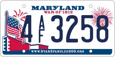 MD license plate 4AF3258
