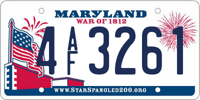MD license plate 4AF3261