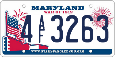 MD license plate 4AF3263