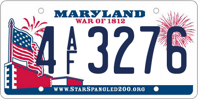 MD license plate 4AF3276