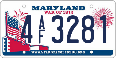 MD license plate 4AF3281