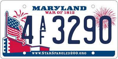 MD license plate 4AF3290