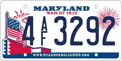 MD license plate 4AF3292