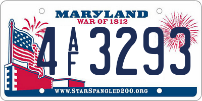MD license plate 4AF3293