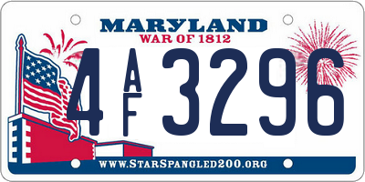 MD license plate 4AF3296