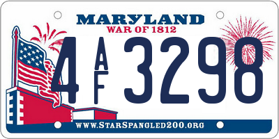 MD license plate 4AF3298
