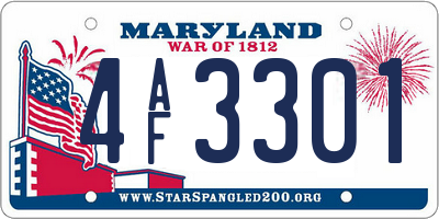 MD license plate 4AF3301