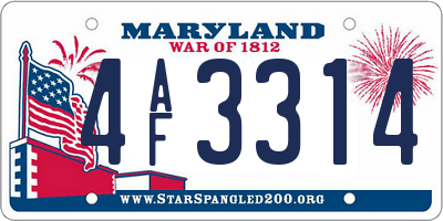 MD license plate 4AF3314