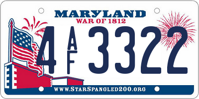 MD license plate 4AF3322