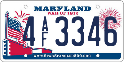 MD license plate 4AF3346