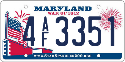 MD license plate 4AF3351