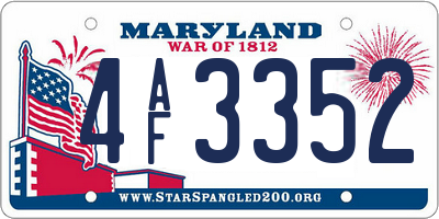 MD license plate 4AF3352