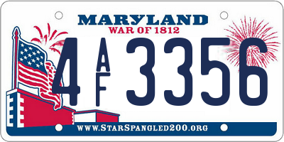MD license plate 4AF3356