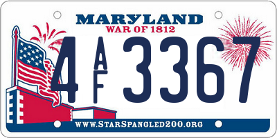 MD license plate 4AF3367