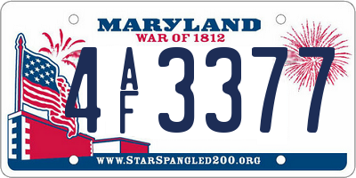 MD license plate 4AF3377