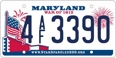 MD license plate 4AF3390