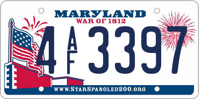 MD license plate 4AF3397