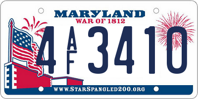 MD license plate 4AF3410