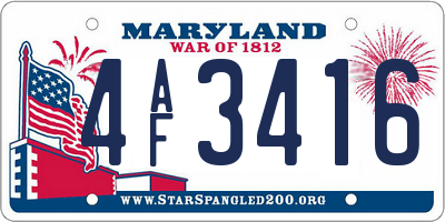 MD license plate 4AF3416