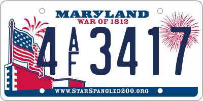 MD license plate 4AF3417
