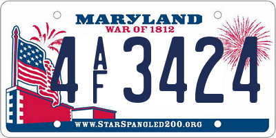 MD license plate 4AF3424