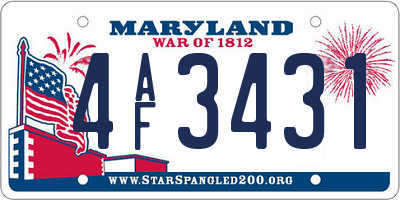 MD license plate 4AF3431