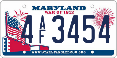 MD license plate 4AF3454