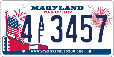 MD license plate 4AF3457