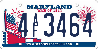 MD license plate 4AF3464