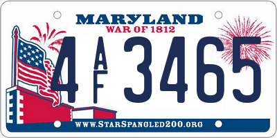 MD license plate 4AF3465