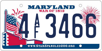MD license plate 4AF3466
