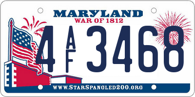 MD license plate 4AF3468