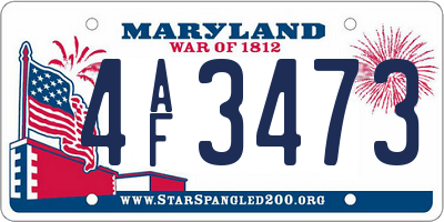 MD license plate 4AF3473