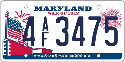 MD license plate 4AF3475