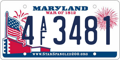 MD license plate 4AF3481