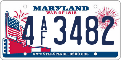 MD license plate 4AF3482