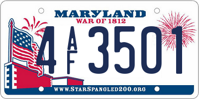 MD license plate 4AF3501