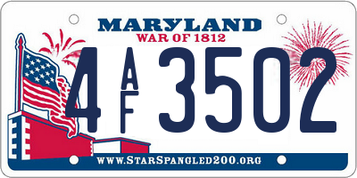MD license plate 4AF3502