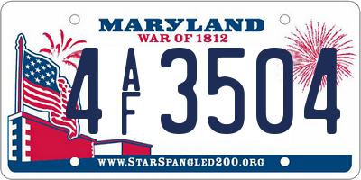 MD license plate 4AF3504