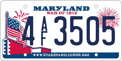 MD license plate 4AF3505