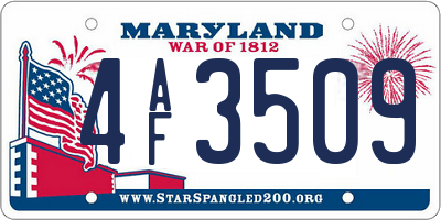 MD license plate 4AF3509