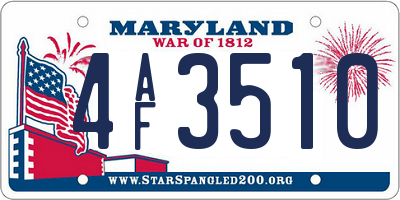 MD license plate 4AF3510