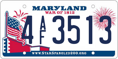 MD license plate 4AF3513