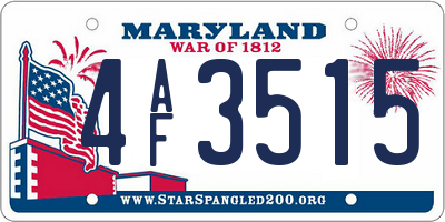MD license plate 4AF3515