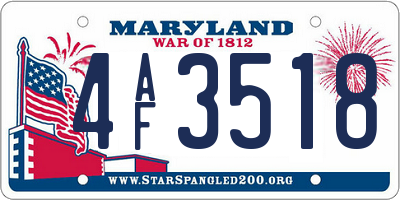 MD license plate 4AF3518
