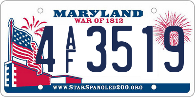 MD license plate 4AF3519