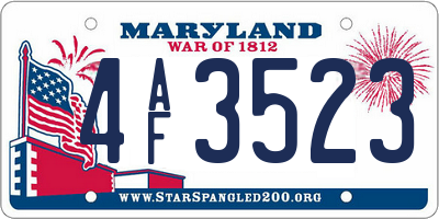 MD license plate 4AF3523