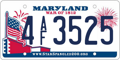 MD license plate 4AF3525