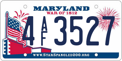 MD license plate 4AF3527