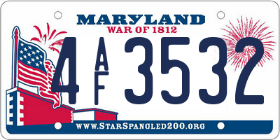 MD license plate 4AF3532